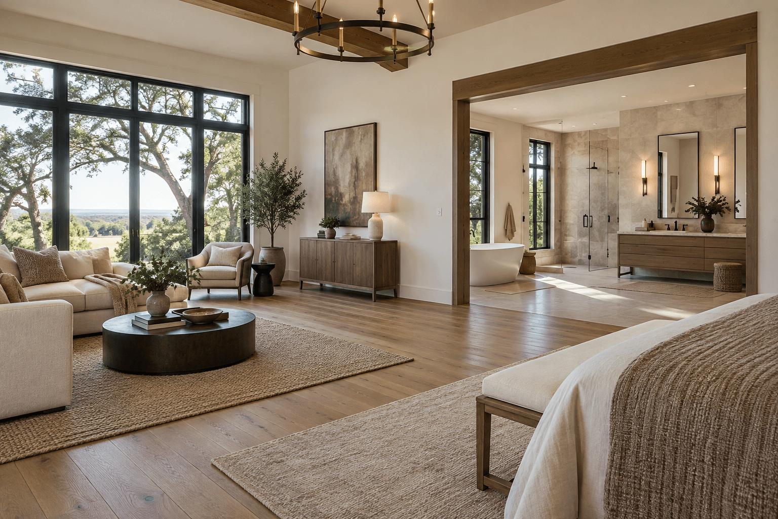 Remodeled interior with updated flooring and finishes