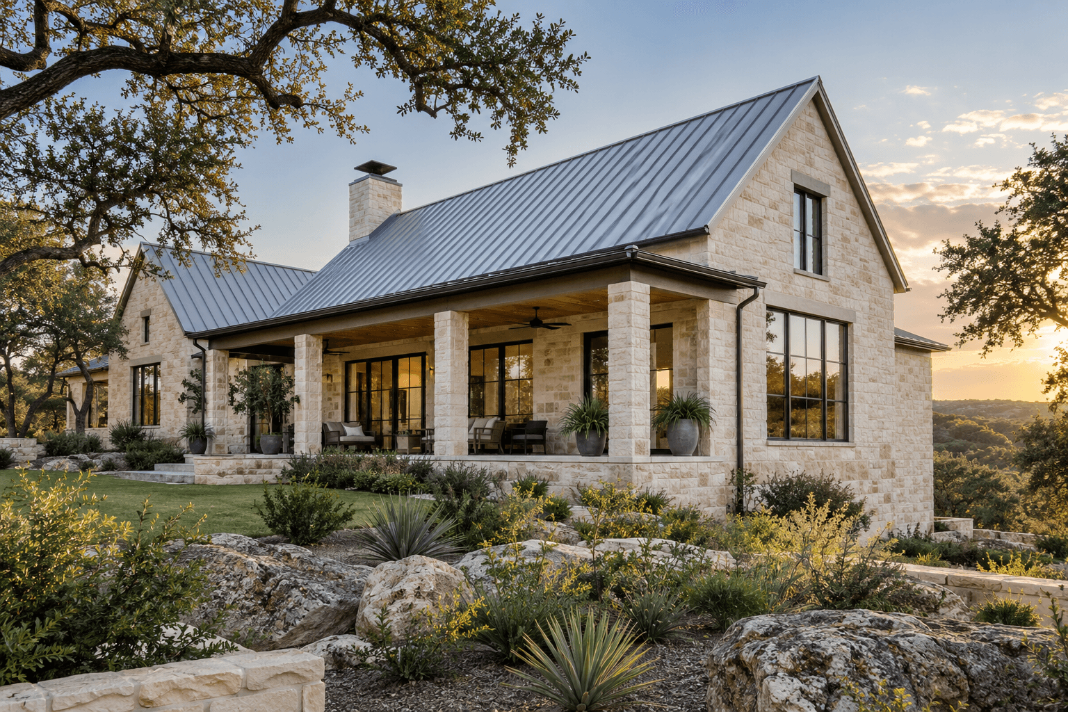 Home with a standing seam metal roof